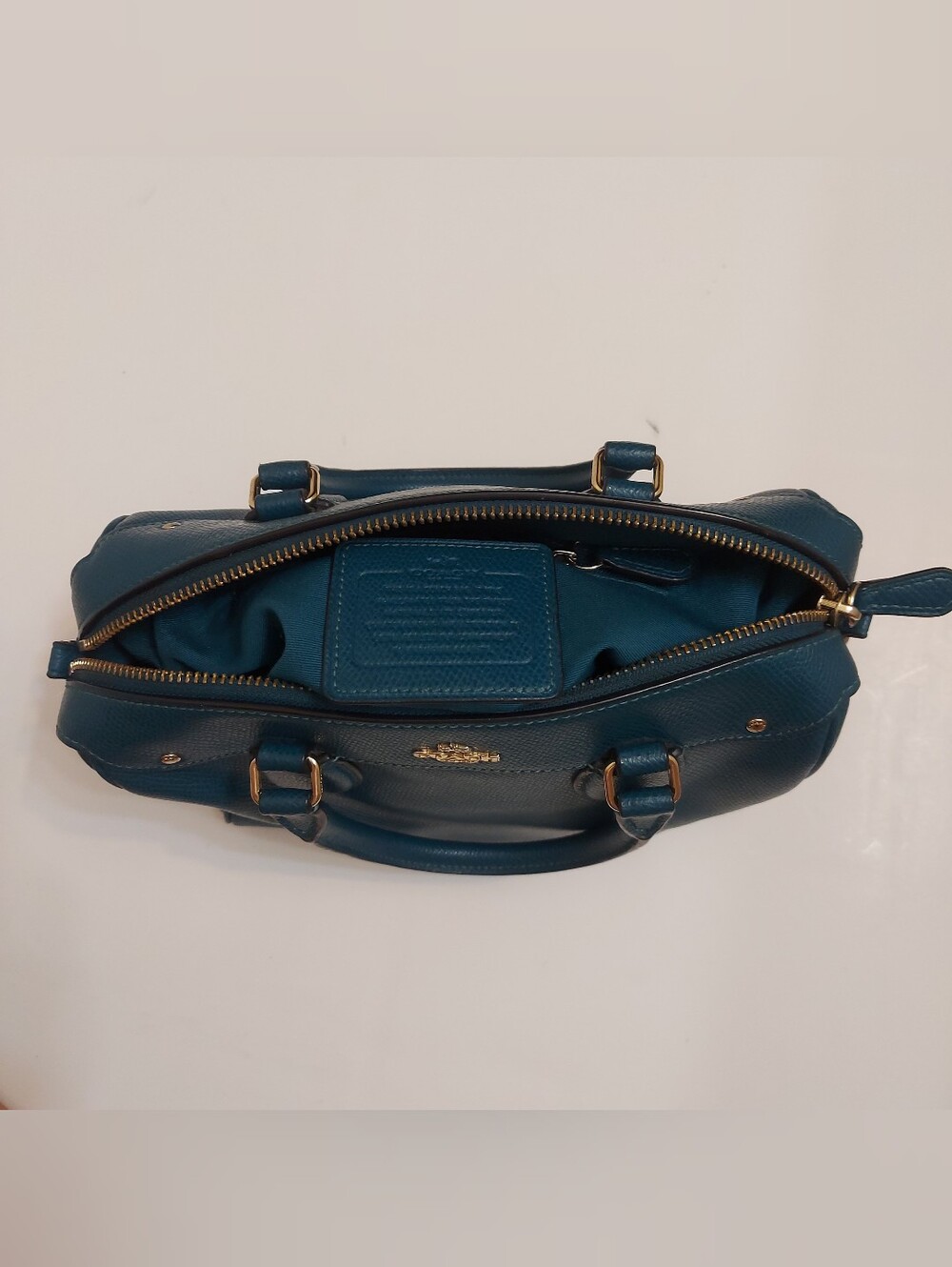 Coach Teal Pebble Leather Satchel - Coach Mini - Picture 9 of 10